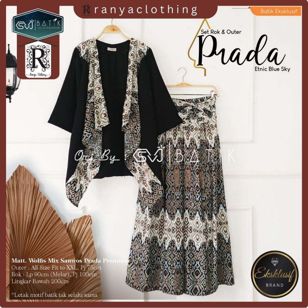 Setelan Rok dan Outer Motif Batik Katun Wolfis fit XXL Ori SVJ Batik