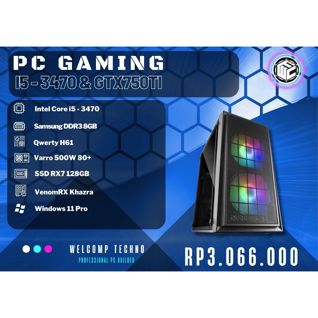 Komputer PC Gaming i5-3470 / 8GB / 128GB / Qwerty GTX750Ti / Khazra