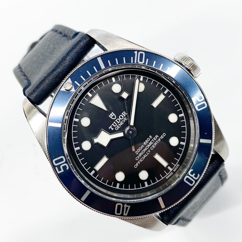 TUDOR Heritage Black Bay 41 Blue Bazel Leather Straf