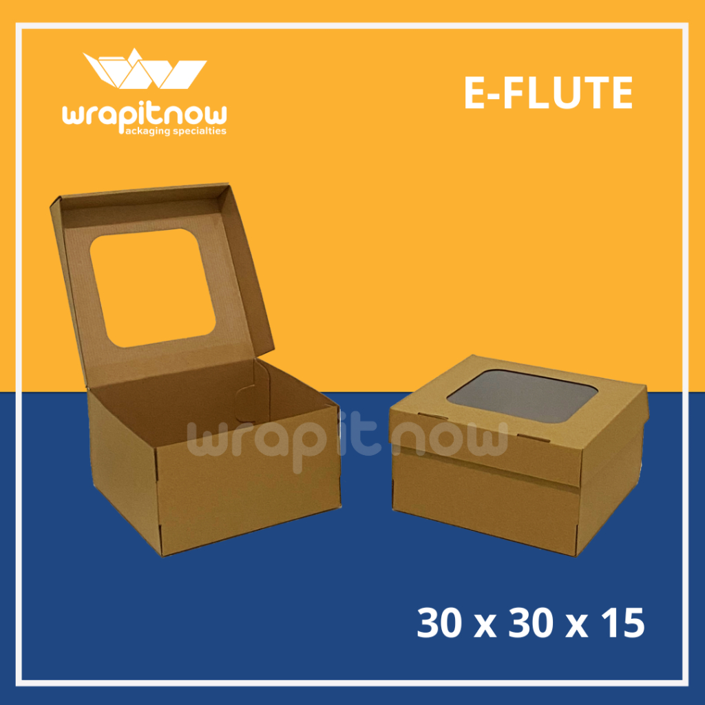 

Kardus E-flute Top Lock 30x30x15 // eflute dus kue tart hampers chiffon pudding Cake Souvenir