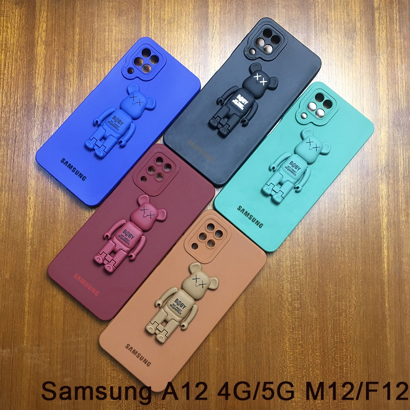 Official Original Holder SoftCase Samsung Galaxy A12 A13 A22 A23 4G 5G Casing Bear Stand Silicone Case