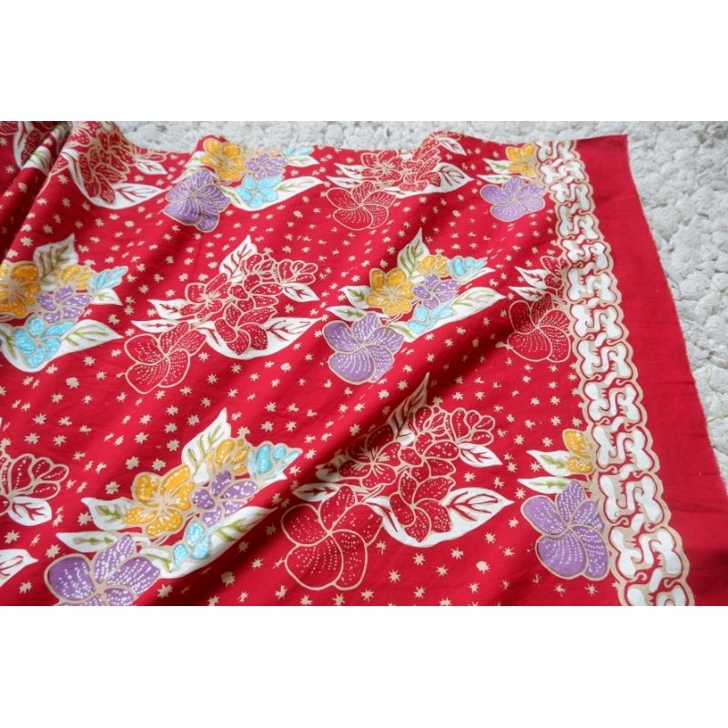 [Pre Order 17 Hari] Kain Batik Cap Asli Cap Kombinasi Tulis Tolet Sekar Kamboja Handmade Original