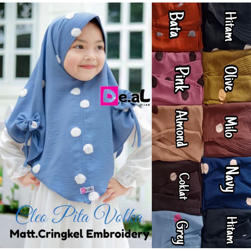 Hijabanakcrinkle jilbab anak crinkle cleo pita volka deel ori deel hijab kids polka crinkle jilbab a