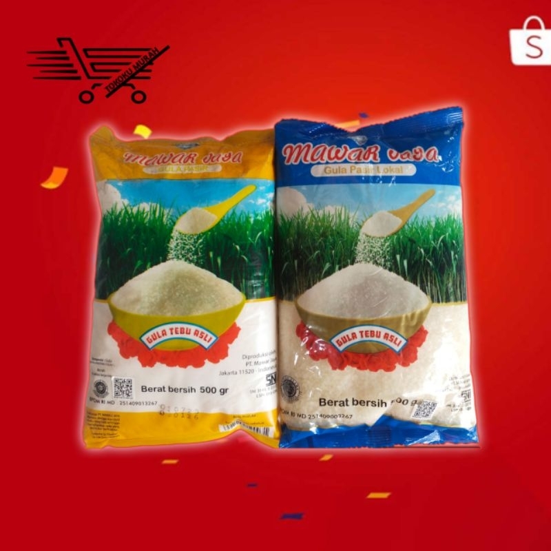 

GULA PASIR MAWAR JAYA 500gram 2 BUNGKUS GULA PASIR TEBU ASLI