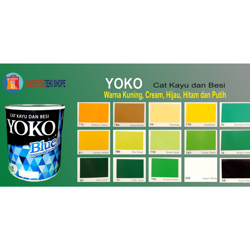 

Ready Stok Cat Minyak Besi,kayu,Plastik Warna Kuning,Hijau,Cream,Hitam,Putih YOKO Avian Brands