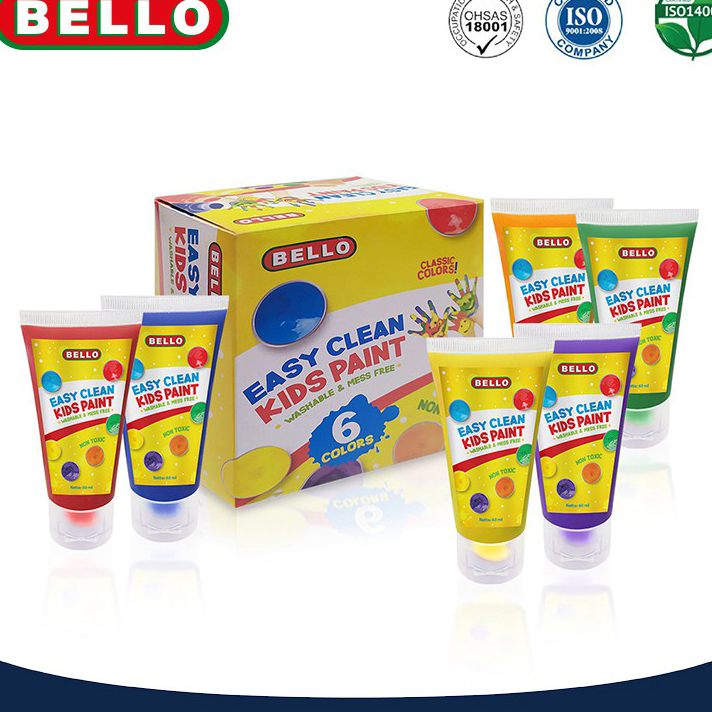 

Big Sale BELLO EASY CLEAN KIDS PAINT - Cat WASHABLE lukis ANAK - 1SET: 6x60ml