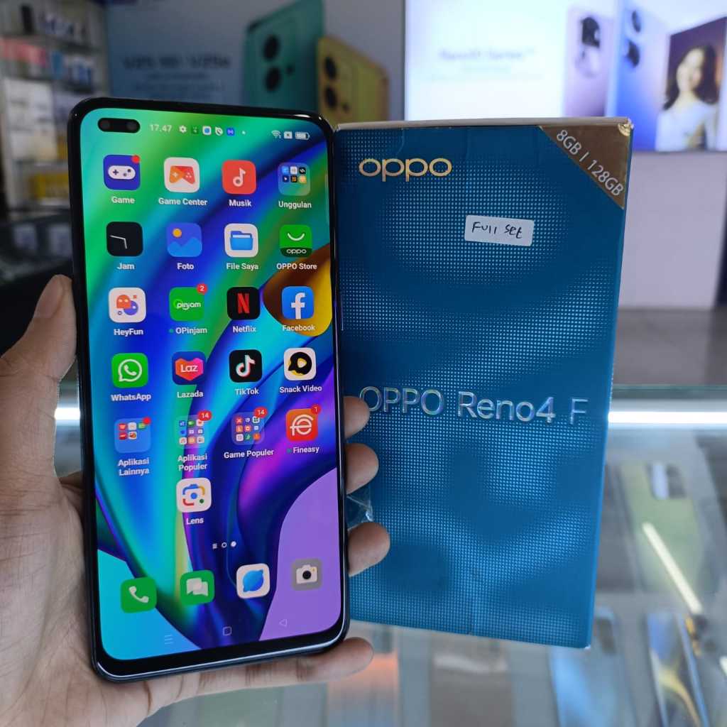 OPPO RENO 4F 8/128GB 8 128 RAM 8GB INTERNAL 128GB SECOND SEKEN FULL SET