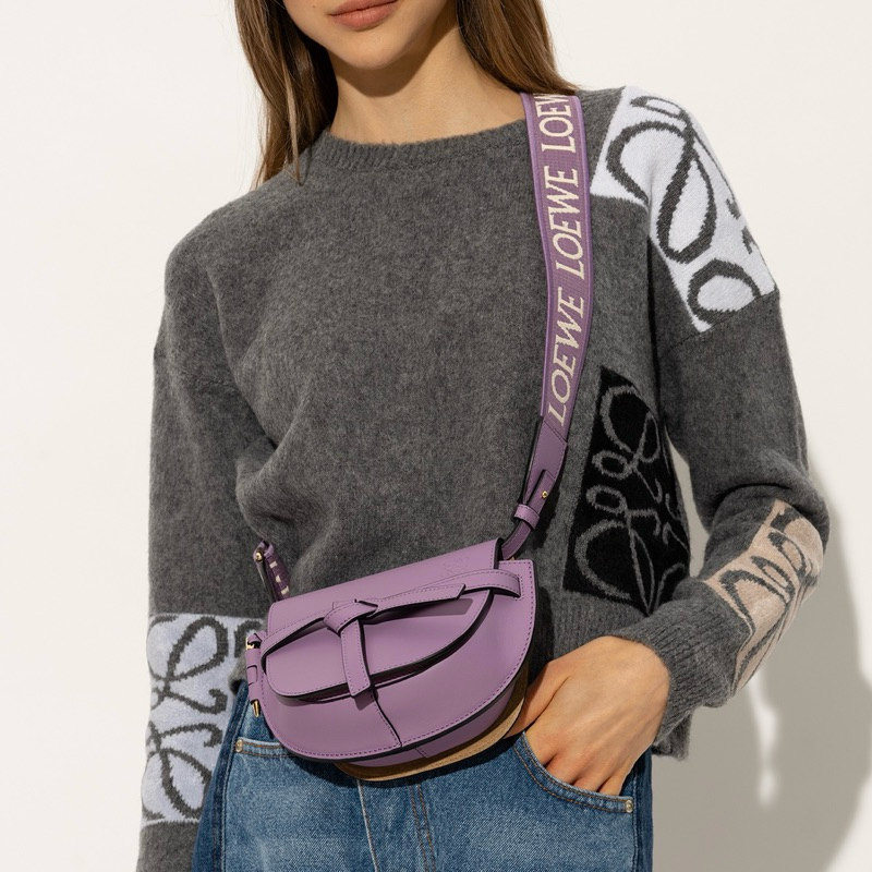 Original Loewe Mini Gate Dual Bag in Soft Calfskin and Jacquard