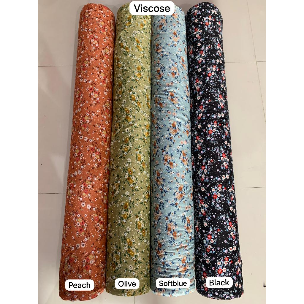 BISA COD // ECER KAIN METERAN // HARGA PER 0,5M // RAYON VISCOSE // MOTIF POLKADOT DAISY ZEBRA BUNGA