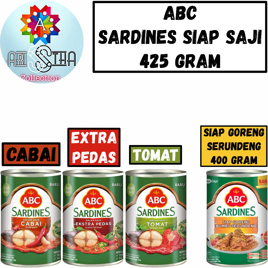 

ABC Sardines Siap Saji Sarden Kemasan Kaleng 425 Gram