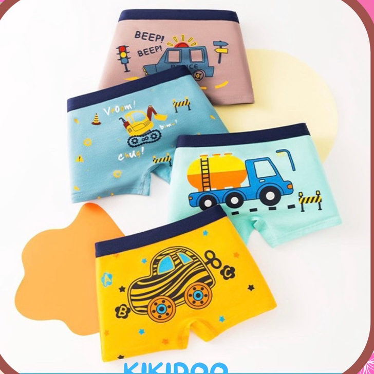 Ready Kikidoo Boxer Katun Anak Cowok Premium Celana Dalam Anak Laki Laki Bulldozers BAL43