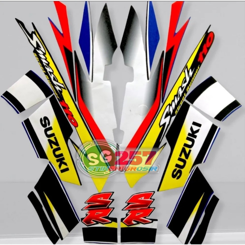 STIKER STRIPING LIS BODY MOTOR SMASH SR 2005 HITAM BIRU