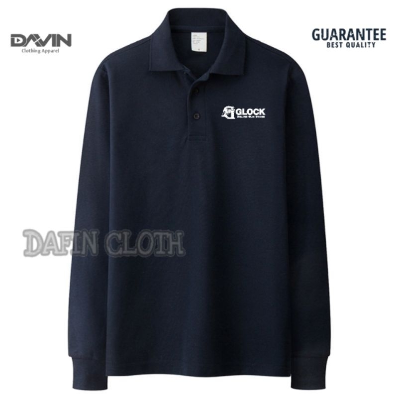 Kaos Kerah Pria Polo shirt Lengan Panjang Glock Gun