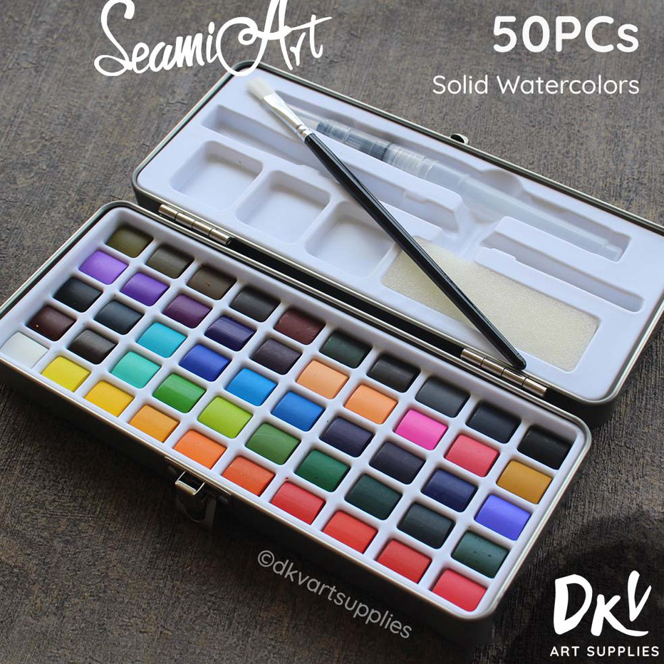 

Big Sale Seamiart 50 / 72 / 90 Warna Colors Solid Watercolor Cat Air Tin Box Set