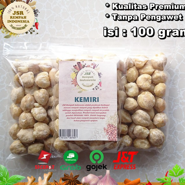 

Ready Stok KEMIRI ASLI ISI 100 GRAM KUALITAS PREMIUM BUMBU DAPUR JSR REMPAH Ready Stock