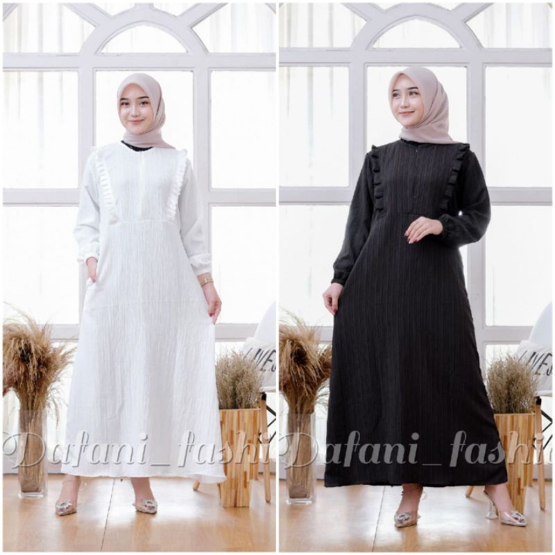 Aira Dress Terbaru Midi Premium dress polos putih busui Dress Renda