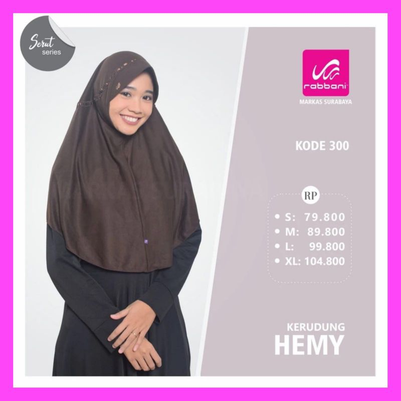 Kerudung Rabbani Hemy (pita serut bando) Warna Sekolah