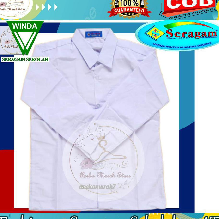 Dijual Murah Seragam Sekolah Baju Putih Lengan Panjang Ukuran 7 sampai 20 Merek Seragam Dan Winda Se