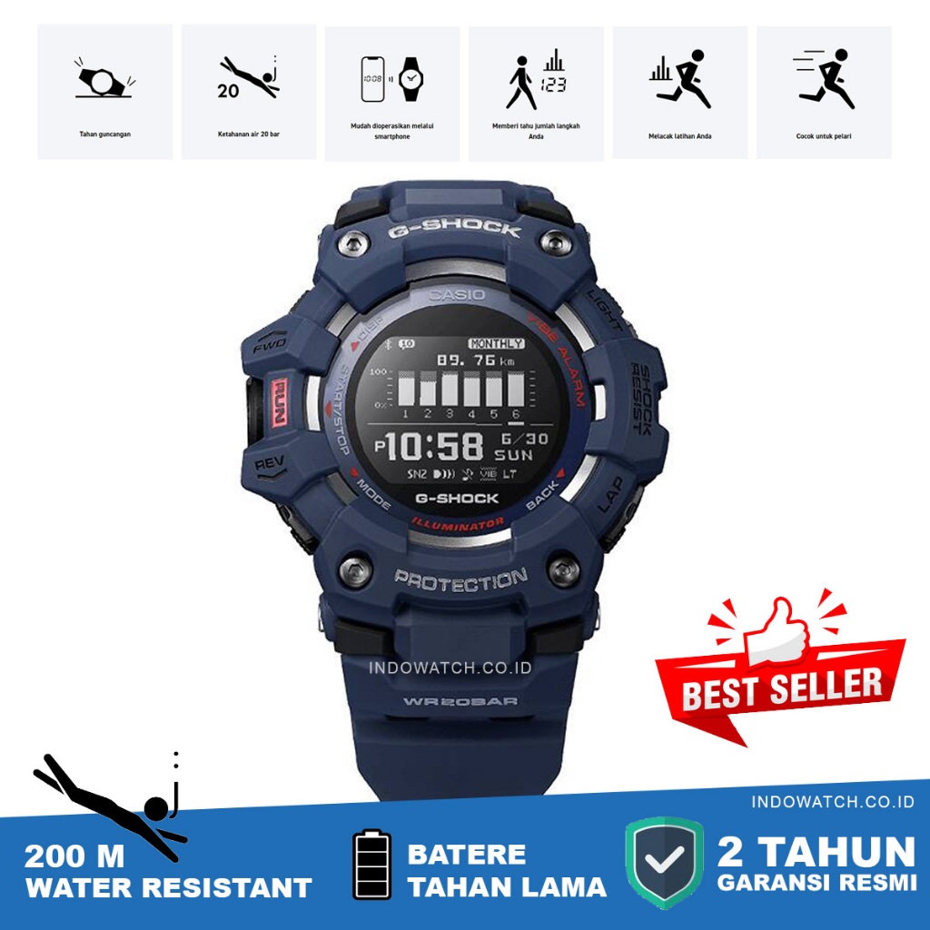 Casio g-shock gbd-100-2a g shock gbd 100 original garansi resmi