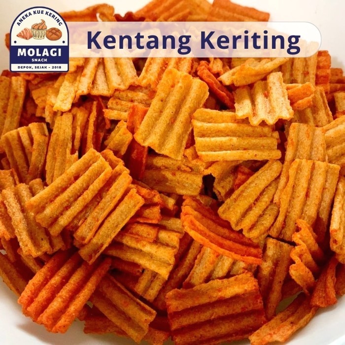 

Keripik Kentang Keriting rasa Pedas Balado 250 Gram - Molagi Snack