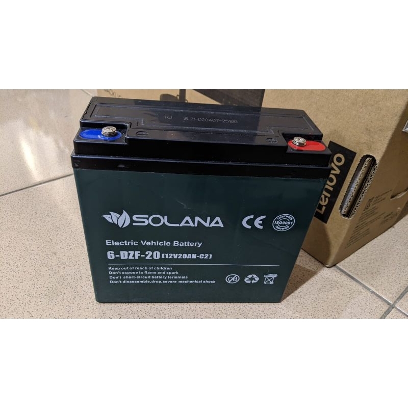 baterai aki sepeda listrik solana 12v 20ah