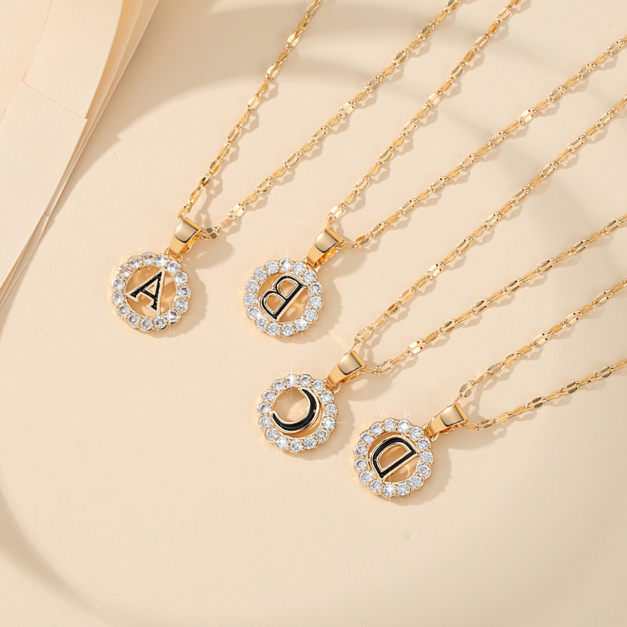 Ready Stock Lanmi Kalung Titanium Huruf Wanita Anti Karat Lapis Emas Perhiasan Anti Karat Anti Luntu