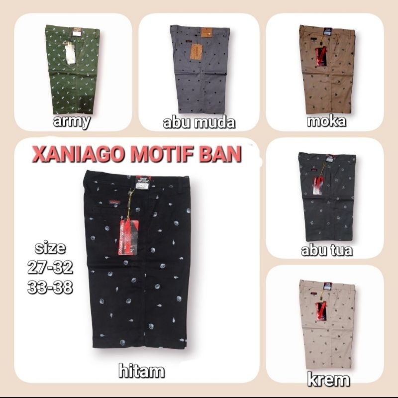 chinos pendek pria celana chinos xaniago motif