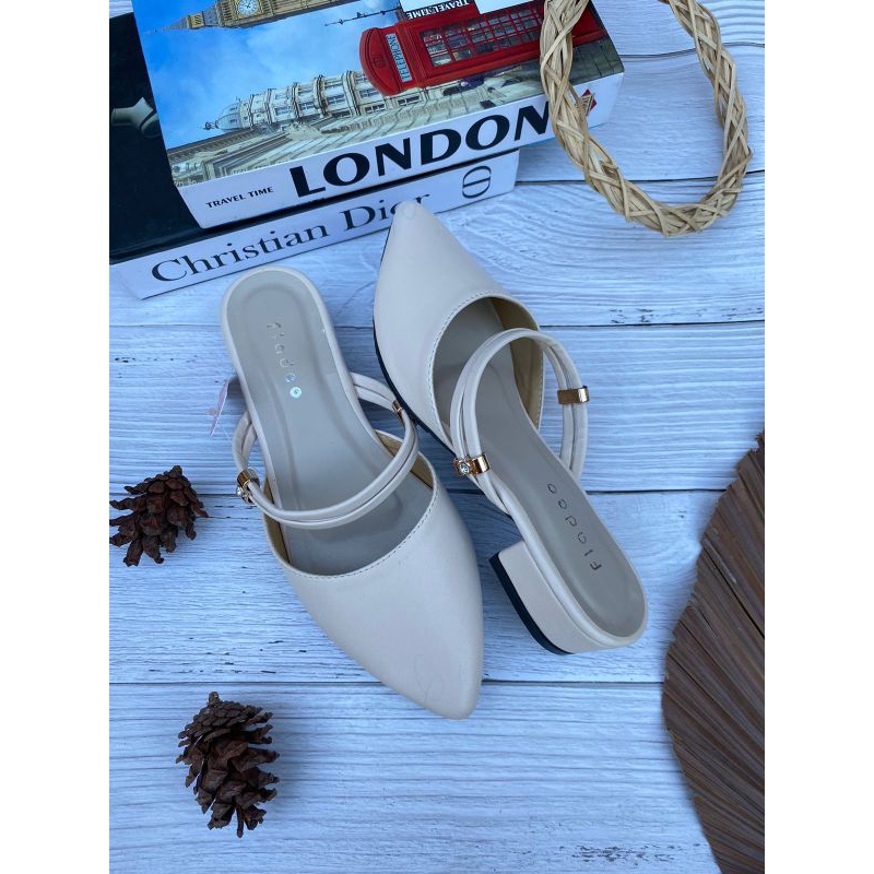 sandal smule cewek tali depan fladeo hak 3cm