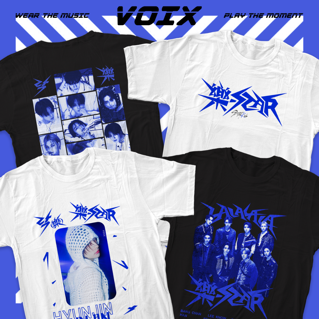 Kaos Kpop Stray Kids"ROCK-STAR; LALALALA" Tee - Bang Chan, Lee Know, Changbin, Hyunjin, Han, Felix, 