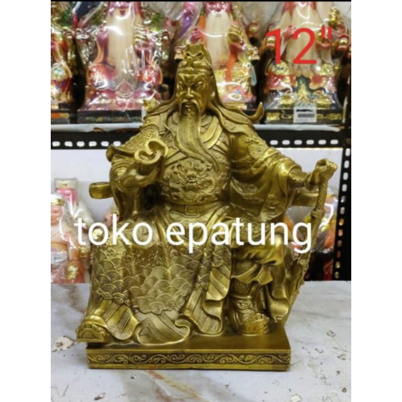 patung kwan kung/ kwan kong/ guan yu / kwan te- kuningan- 12 inch