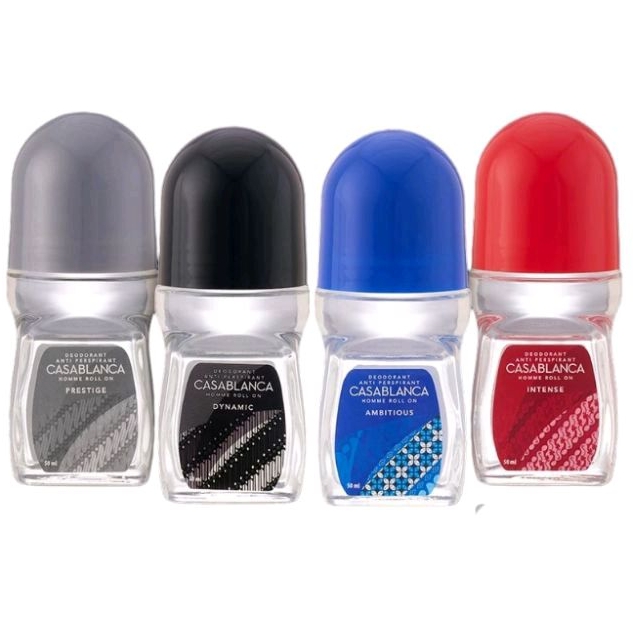 Casablanca Deodorant Roll On Hitam Silver Biru Merah Untuk Pria 50ml