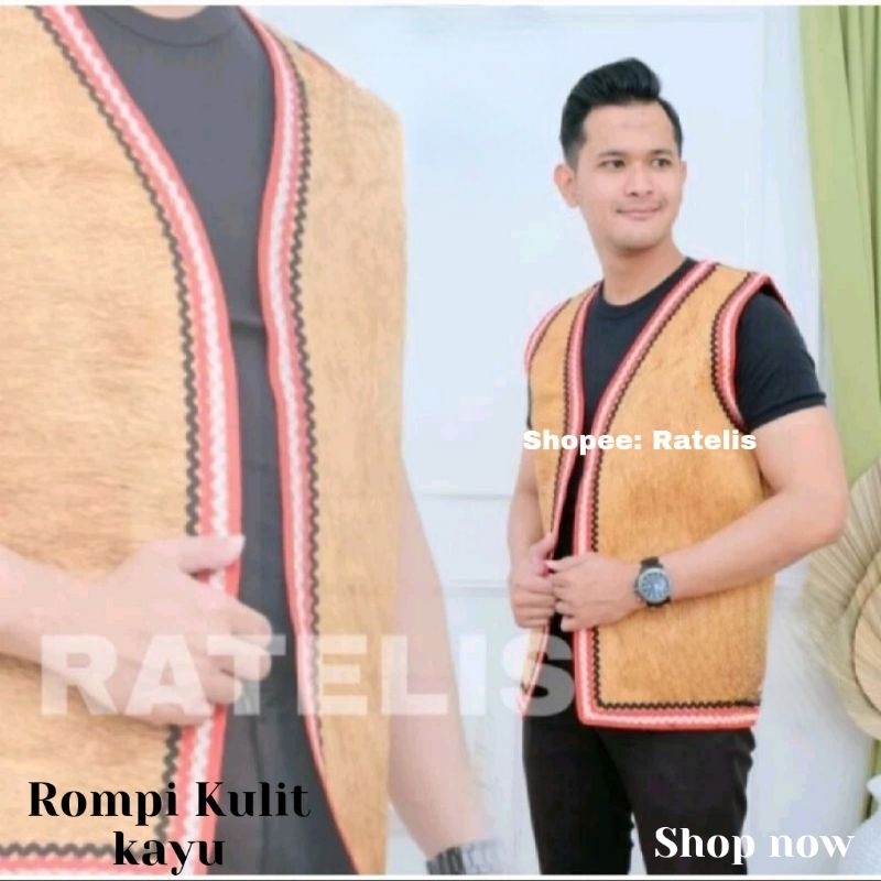 Rompi kulit kayu  kepuak vest   Kalimantan baju orang ulu  adat dayak kapuak kenyah bidayuh