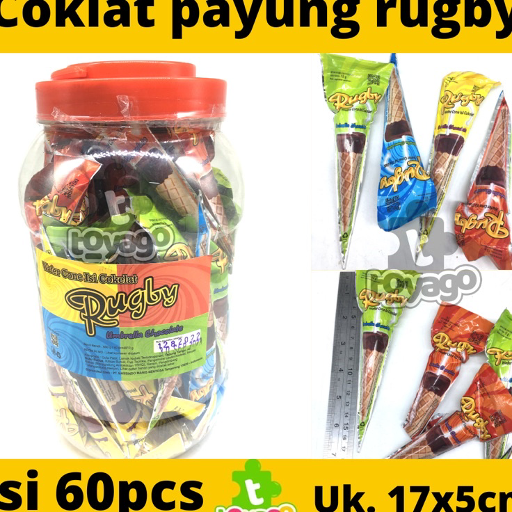 

Ready coklat rugby payung/rugby wafer cone isi ±60pcs grosir murah Murah