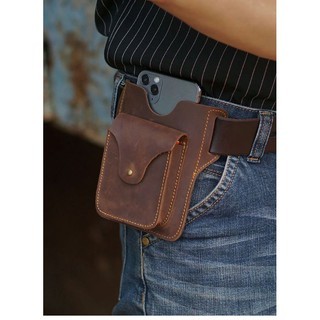 Tas Hp Pinggang Pria Kulit Asli Crazy Horse - Tas Pinggang HP Pria Kulit Asli Premium