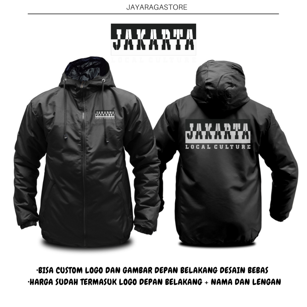 Jaket Bomber Parasut Sablon Jakarta Kota Kolaborasi / Jaket Jakarta Kolaborasi Size M-XXL