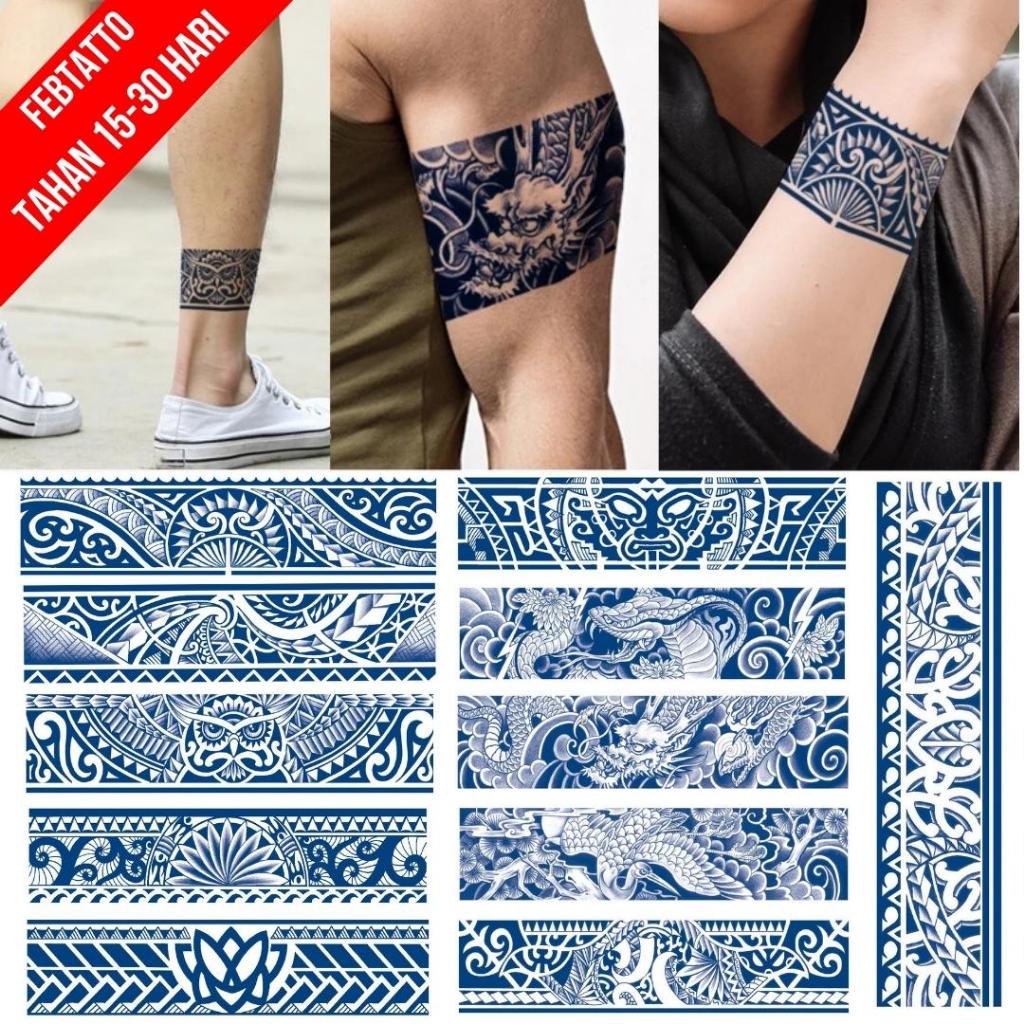 FRUIT INK GELANG TATO Tahan 1 Bulan Tato Gelang Temporer Ukuran 6x24cm Stiker Tatto Tribal Naga Ular