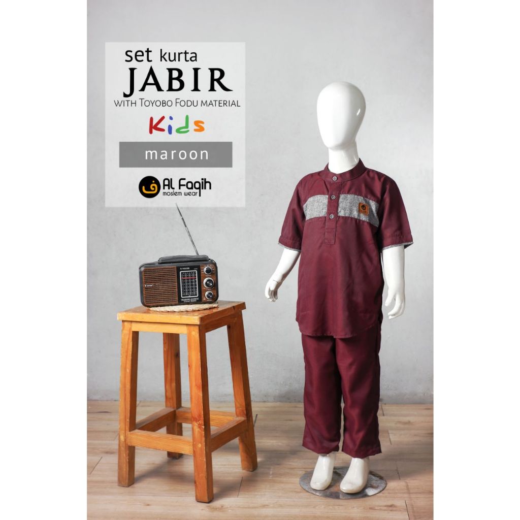 Setelan Kurta Anak Lengan Pendek Jabir - Al Faqih