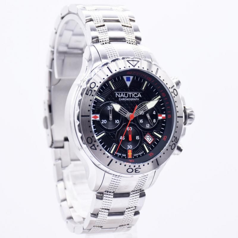 Jam Tangan Pria Original Nautica NAPNSF204 Silver Rantai