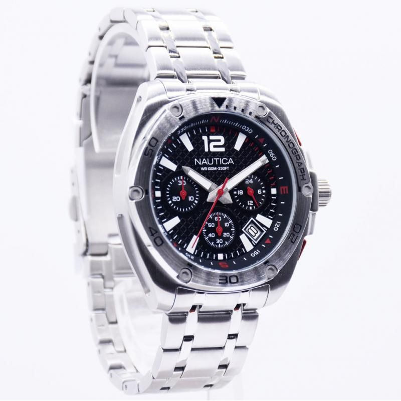 Jam Tangan Pria Original Nautica NAPTCF206 Silver Rantai