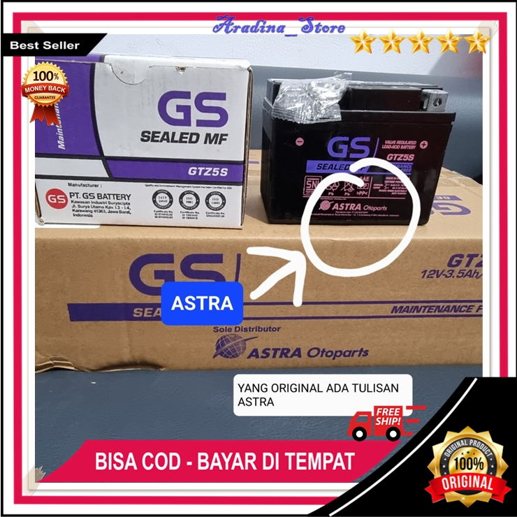 Aki Motor Astra GS GTZ5s Ori New Mega Pro Aki Motor Astra Honda AHM Original Verza Accu Kering MF Mu