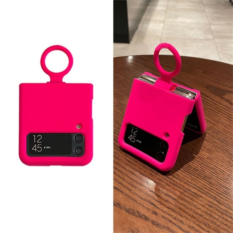 [ BKM ] Case Casing Rantai Cincin Silikon Cair Warna Permen Korea Mewah untuk Samsung Galaxy Z Flip4