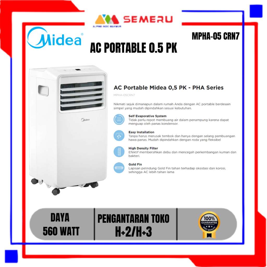 MIDEA AC PORTABLE 0.5 PK MPHA-05 CRN7 DAN 1 PK MPHA-09 CRN7 KHUSUS MAKASSAR