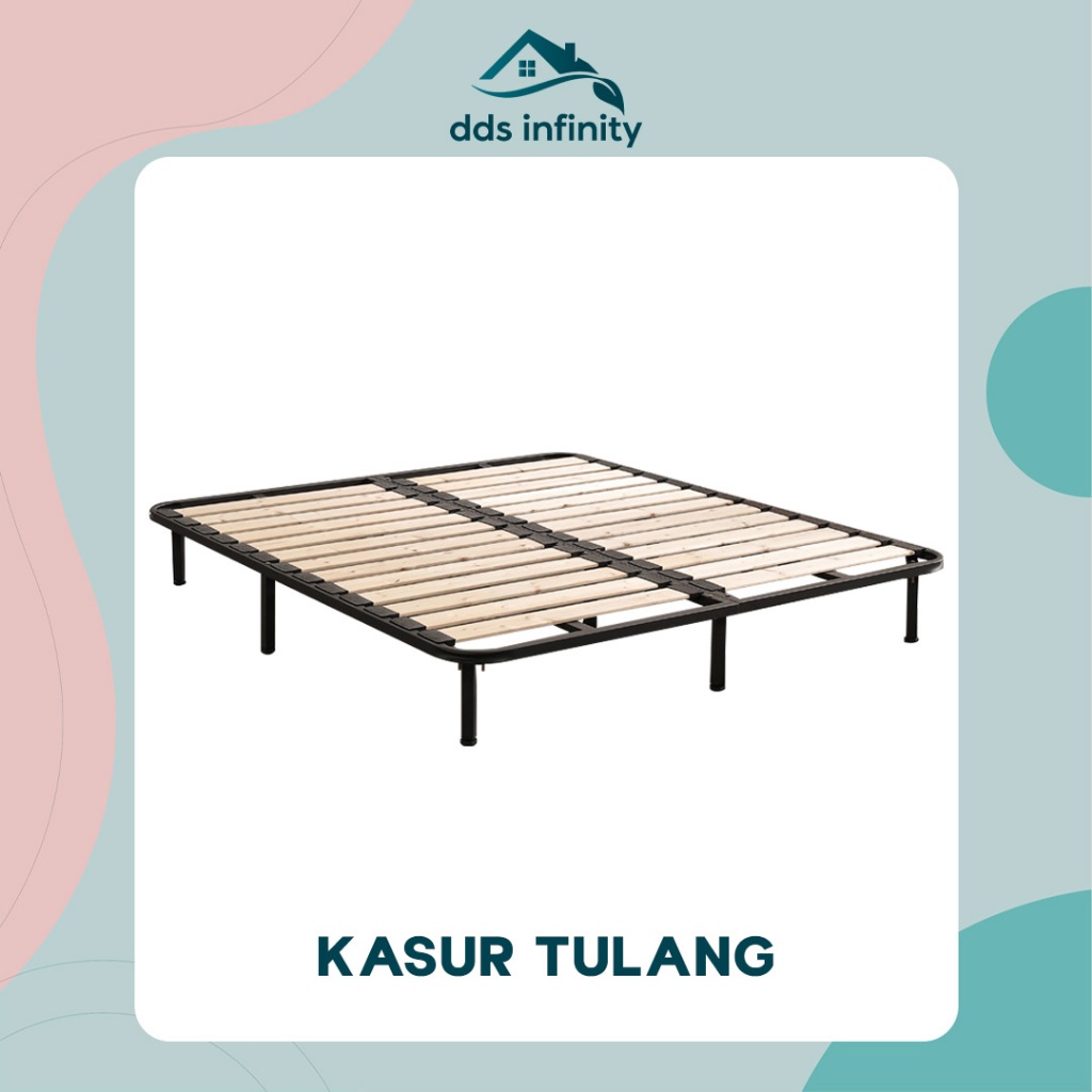 Tempat Tidur Dipan Lipat Ranjang Besi dan Kayu Portable