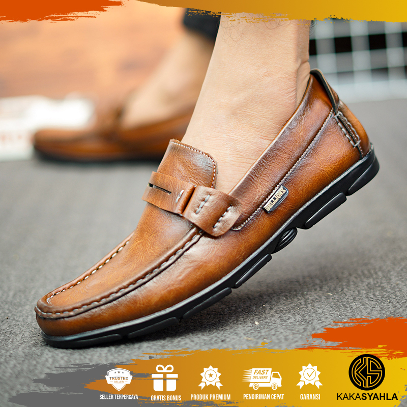 KS x GESPER - Sepatu Pria Resmi Formal Tanpa Tali Kulit Garut Kerja Kantor Casual Kondangan Pesta Ge