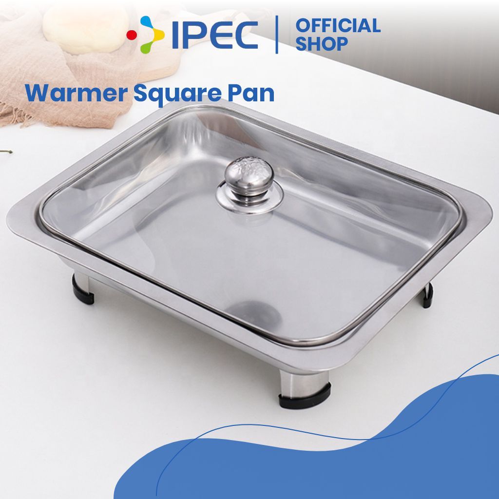 Warmer Square pan Panci Penghangat Tudung Saji Panci Kotak Wadah Saji Prasmanan Stainless Steel