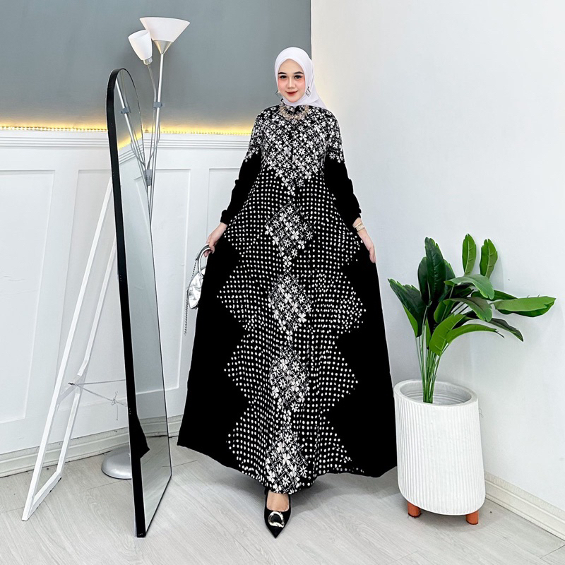 Gamis Hitam Motif Kekinian Gamis Hitam Rayon Gamis Batik Pekalongan Gamis Hitam Motif Premium Gamis 