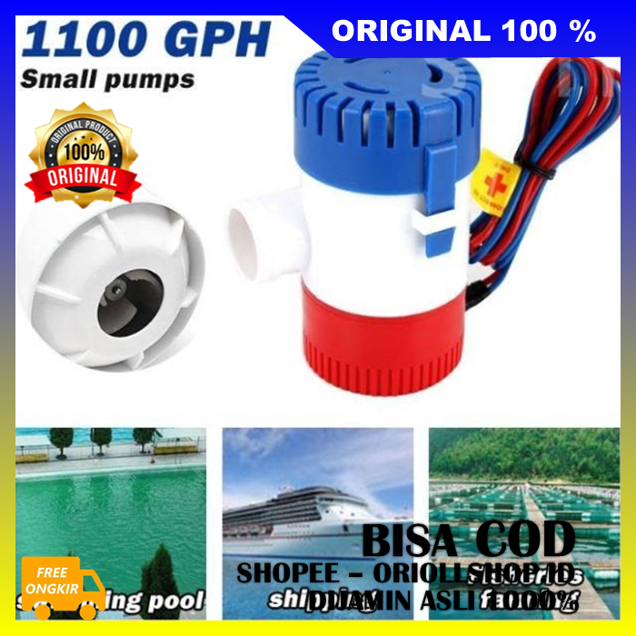 Jet Water Pump Pompa Air Celup Bilge Pump 1100GPH DC 12V Submersible Pump Mini 100% ASLI