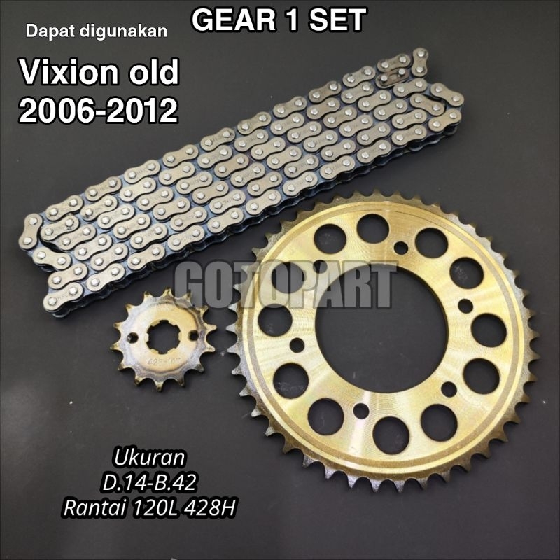 gear set Vixion old 2006-2012 gearset girset gigi tarik rantai roda model sss Vixion old