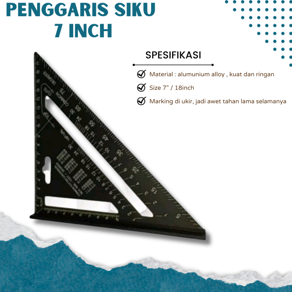 

Speed Square 7 Inch Premium Quality Hitam Penggaris Siku Segitiga Sudut Almini Garisan Tebal Presisi