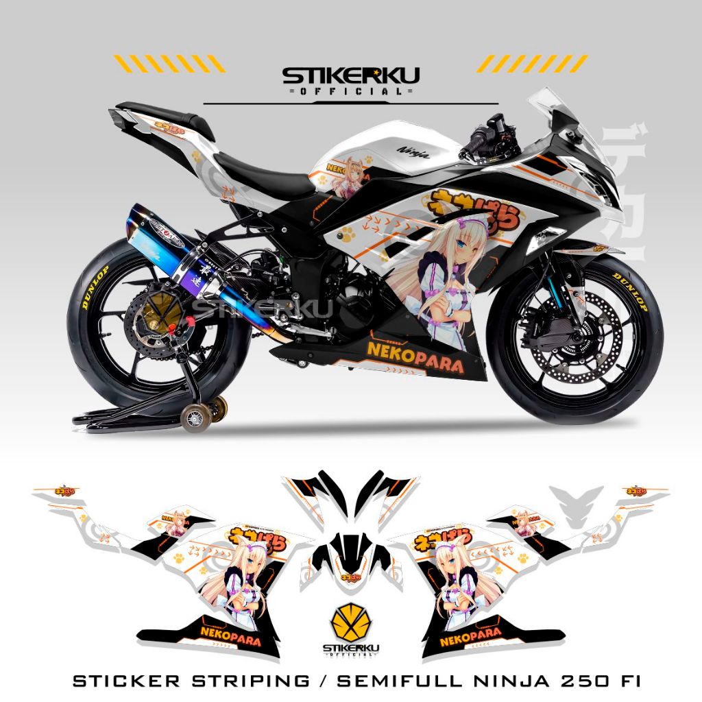 STRIPING NINJA250 FI / NEKOPARA MOTIF 57 / NINJA250FI / ANIME / STICKER VARIASI / STICKER / STOCK DE